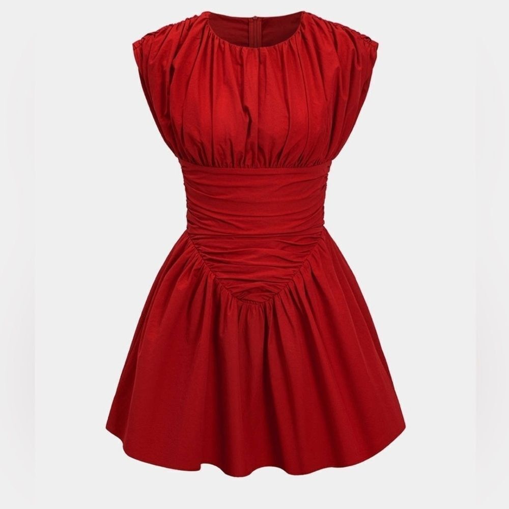 Chic Red Cap Sleeve Mini Dress - Picture 4 of 8